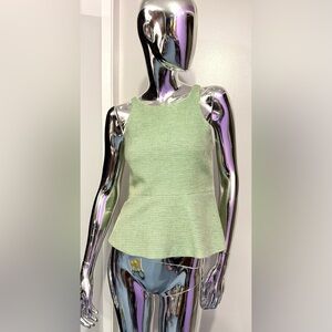 CLOSE-OUT: Banana Republic - Lt. Green + Tan Linen blend Top